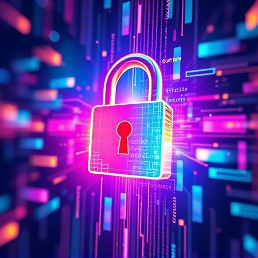 Abstract illustration depicting a lock and key, symbolizing data privacy and security.