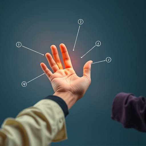 Stylized representation of a hand reaching out to connect, symbolizing communication and collaboration.
